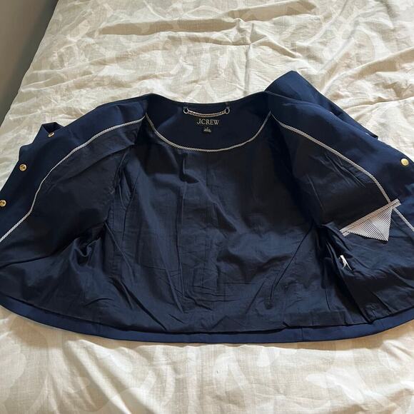 J.Crew Louisa cotton cropped navy blue blazer jacket women’s size 0 - Picture 8 of 10